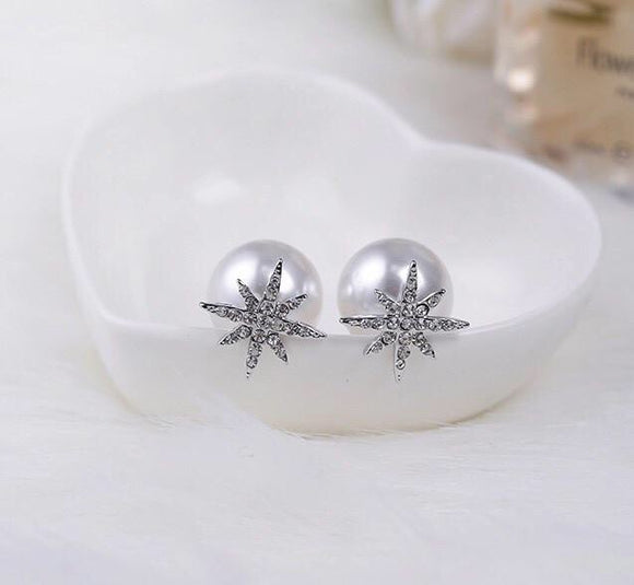 Fancy pearl two sided earrings