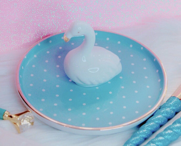 Light blue swan trinket tray