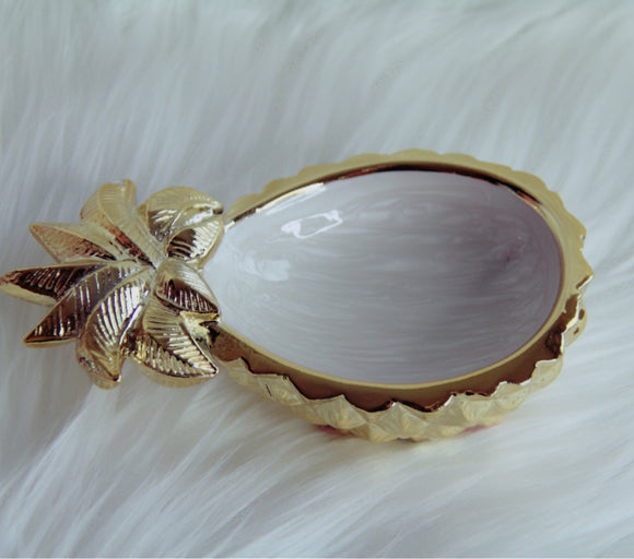 Pineapple trinket tray gold/marble white