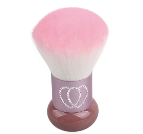 Cute pink kabuki brush with heart rhinestones