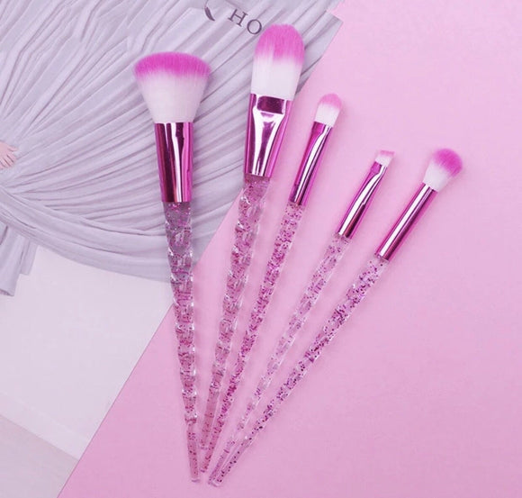 Pink glitter sparkle brush set