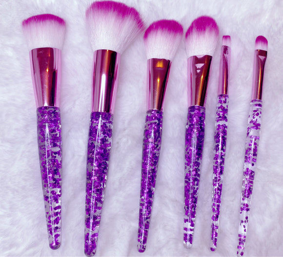 Purple crystal glitter handles brush set