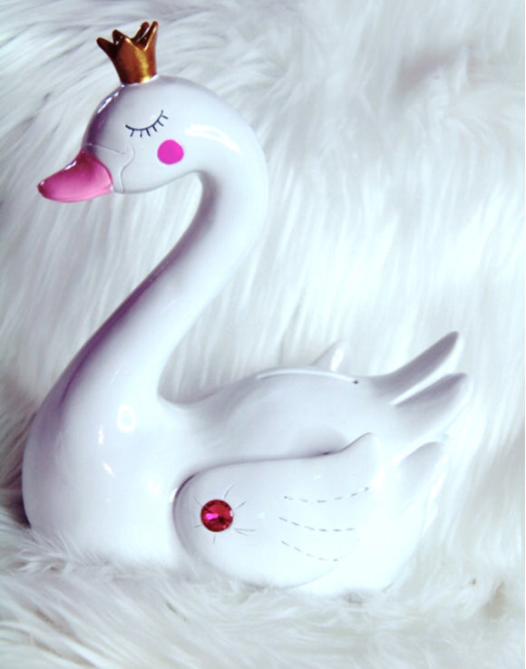 Swan decor with crystals and crown