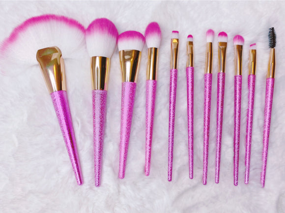 Pink sparkle brush set