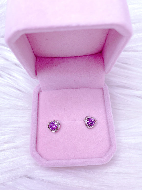 Purple Heart stud earrings
