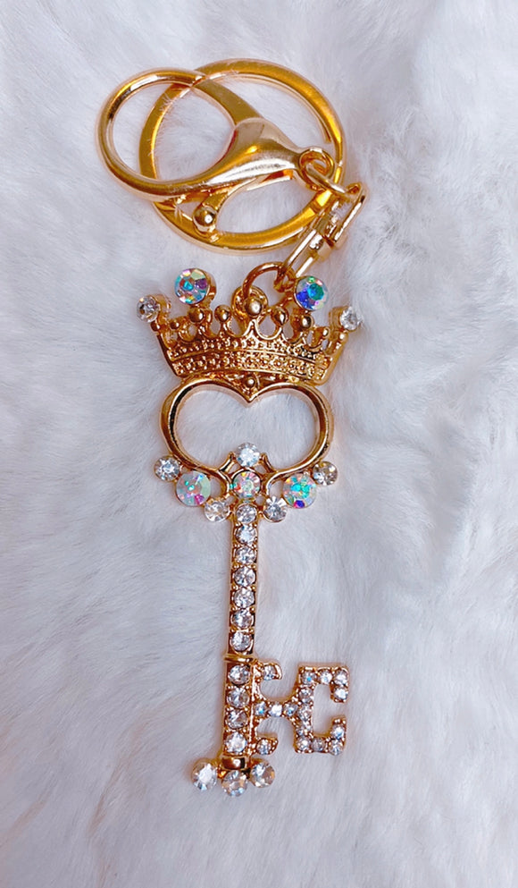 Queen crown key bag charm keychain